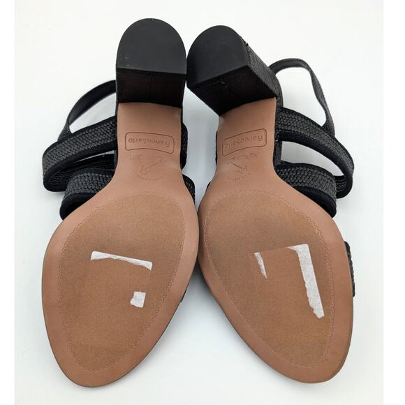 Franco Sarto Buco Heeled Sandals Open Toe Women's Black Raffia Size US8.5M EU39 - Picture 7 of 8